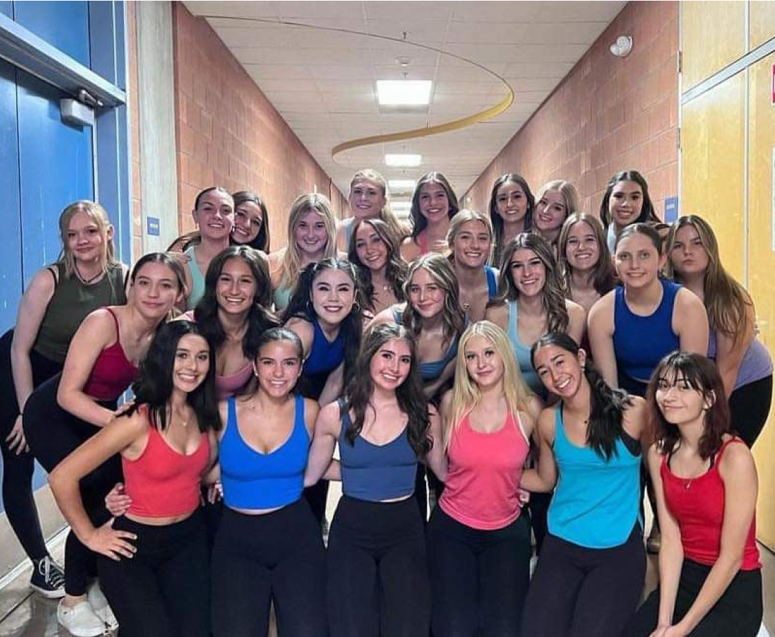 Large group of student dancers posing for a picture