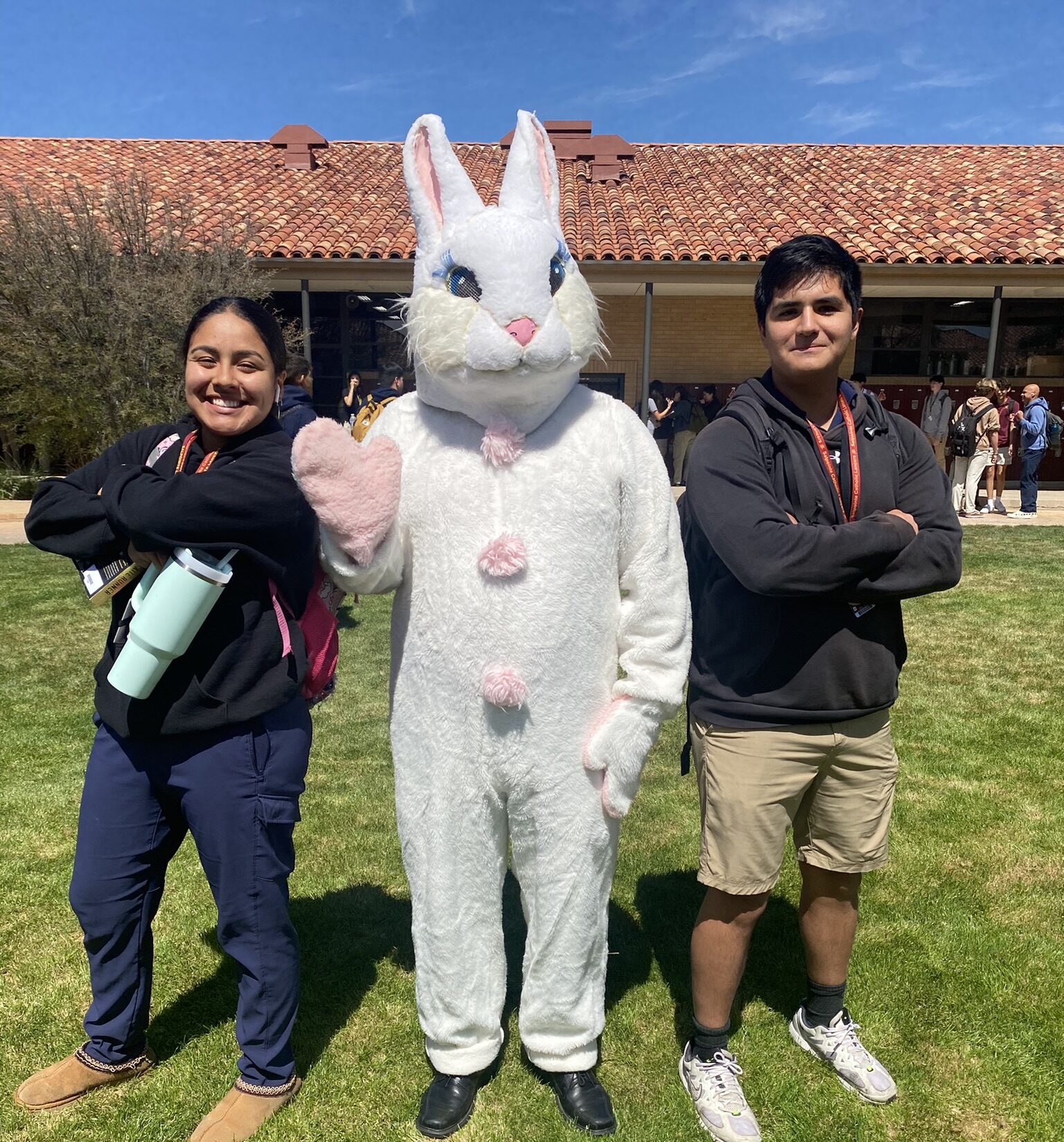 Students with the easter bunny