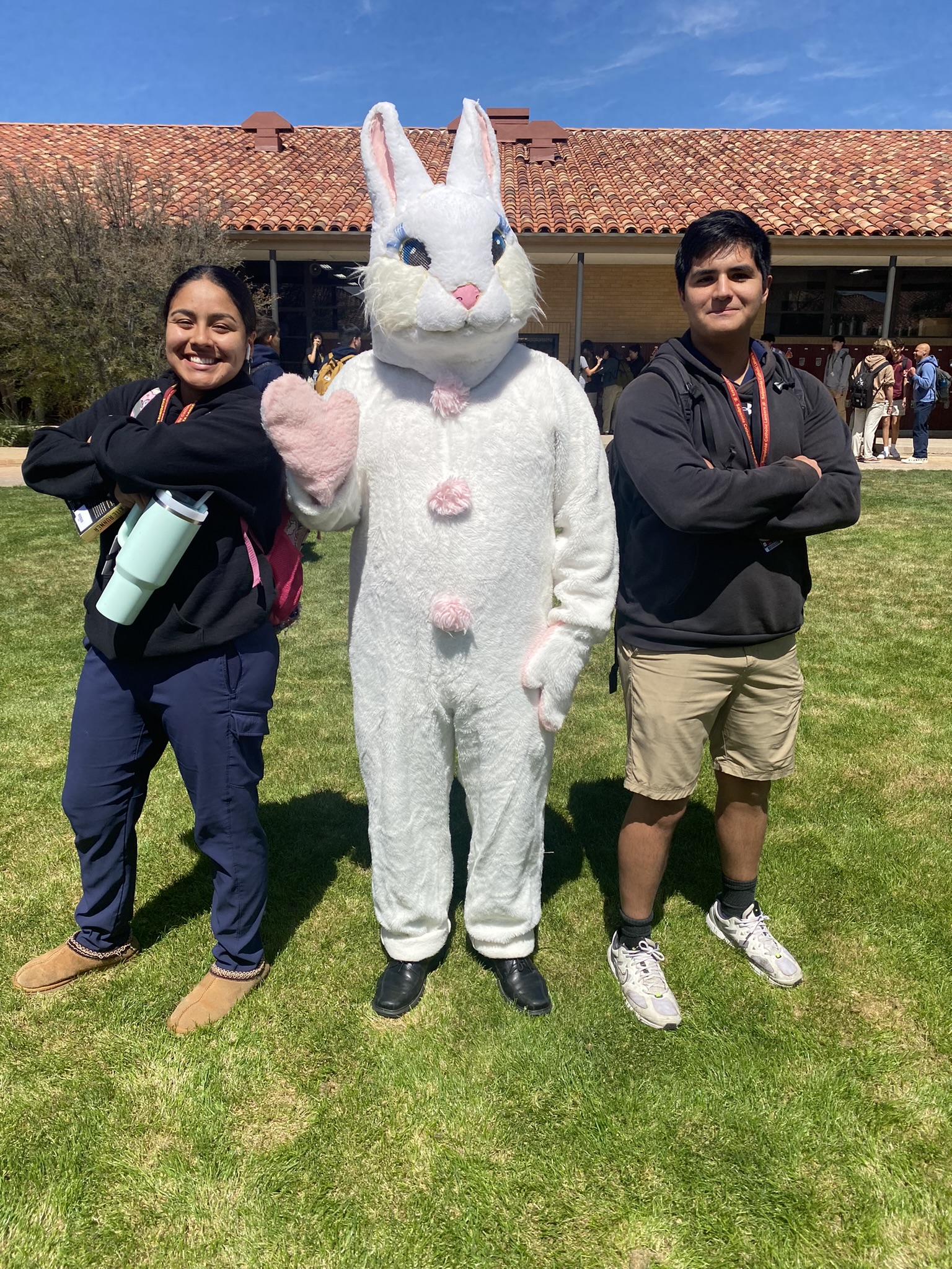 Students with the easter bunny