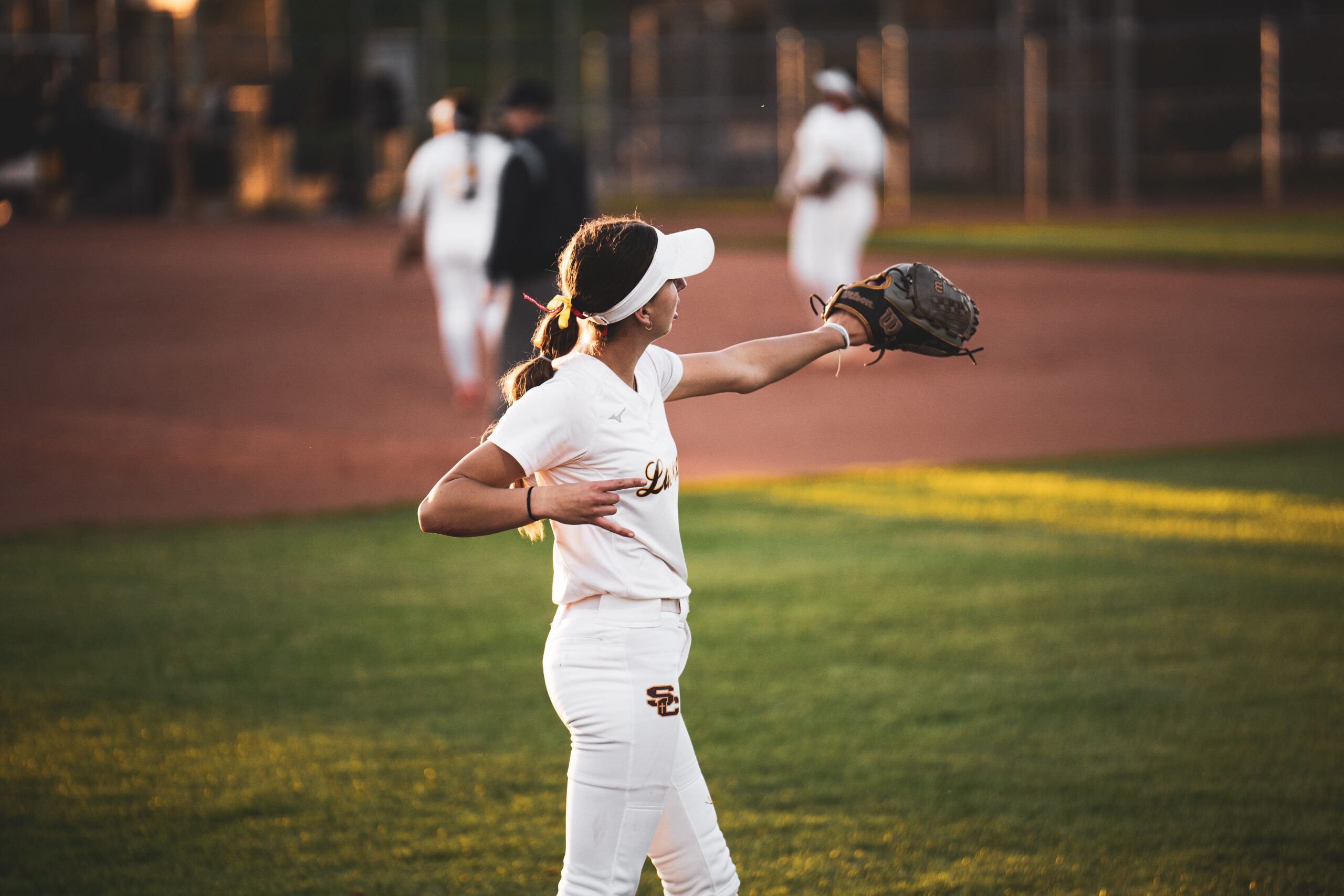 Female playing softball