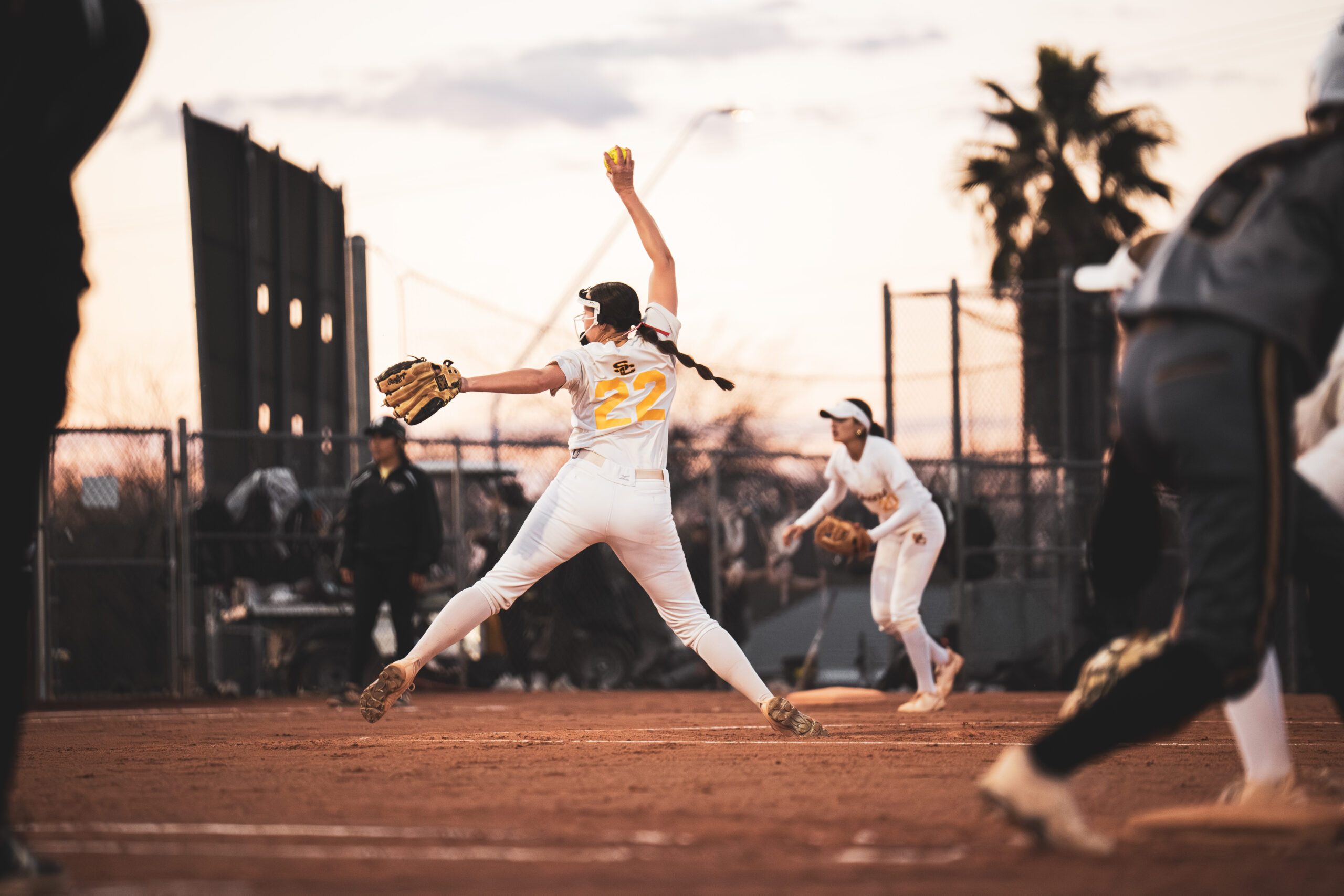 Female playing softball